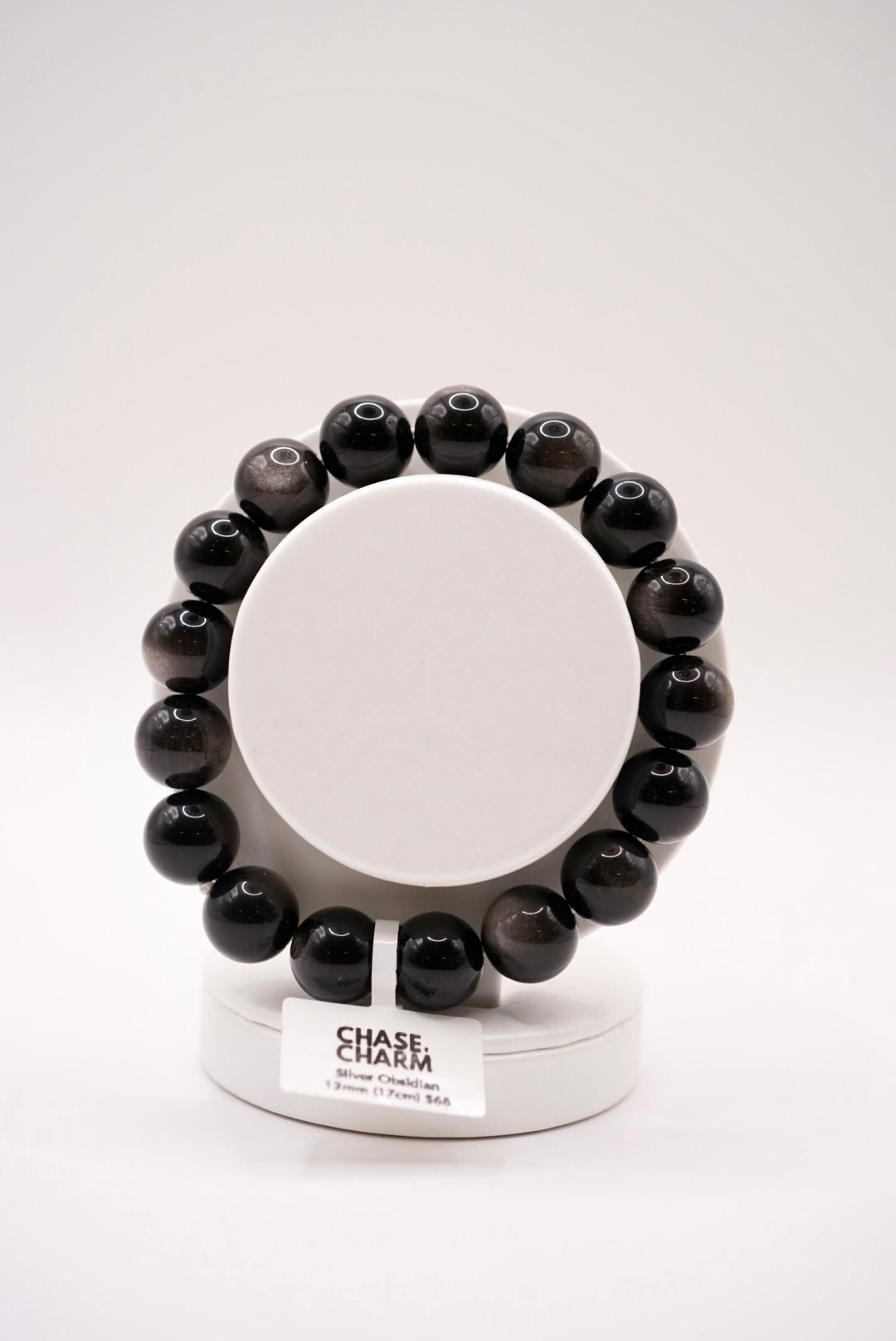 Silver Sheen Obsidian Plain Bracelet
