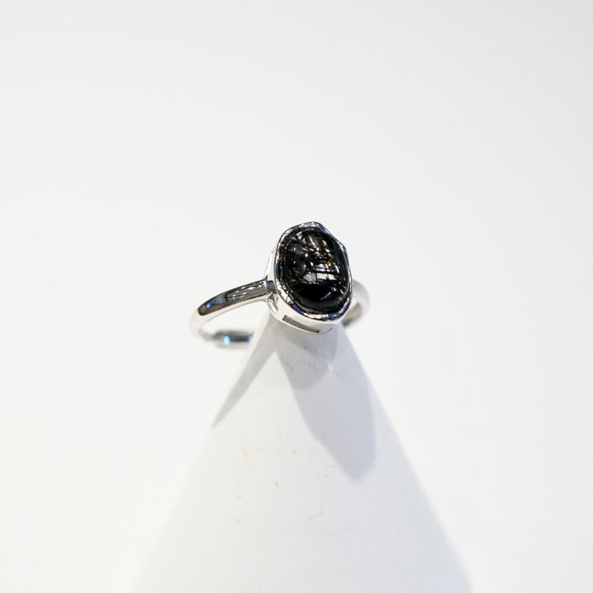 Black Rutilated Quartz Ring 008