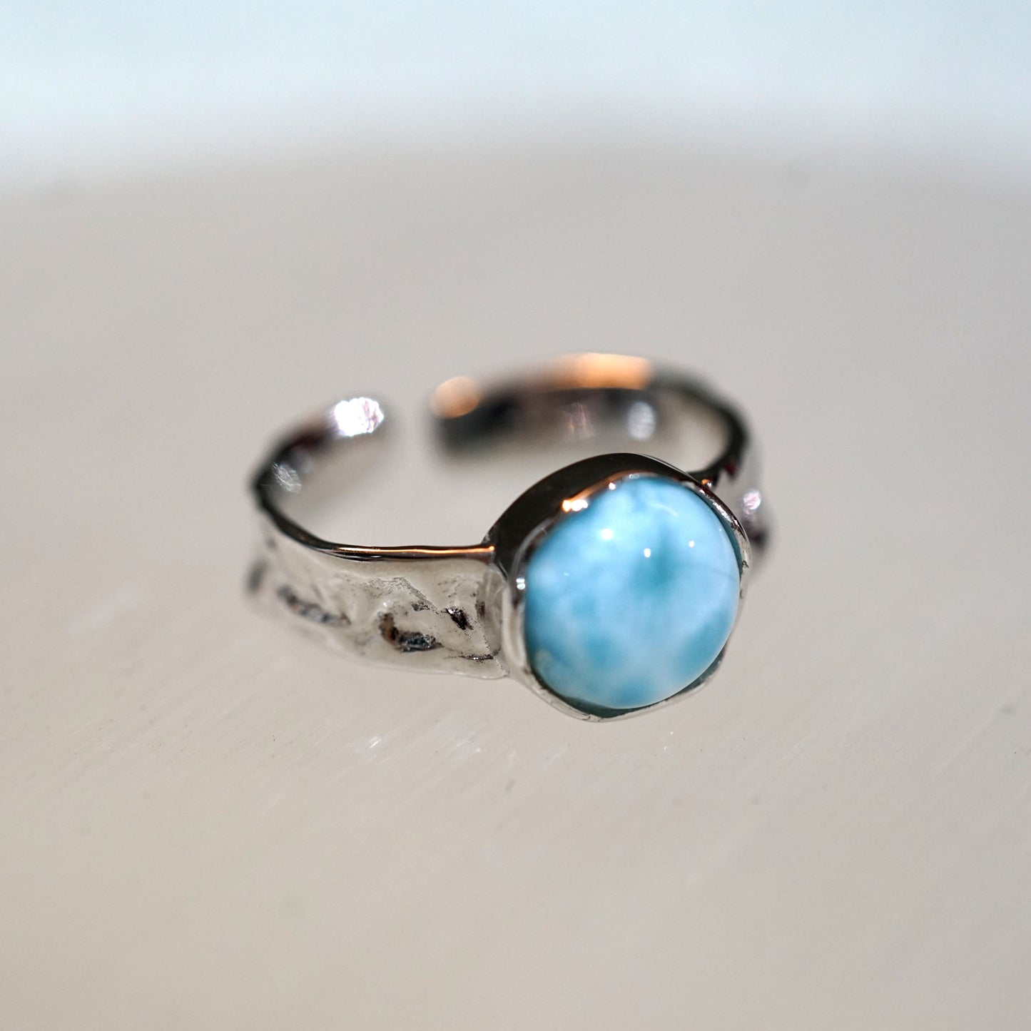 Larimar Hammered Ring