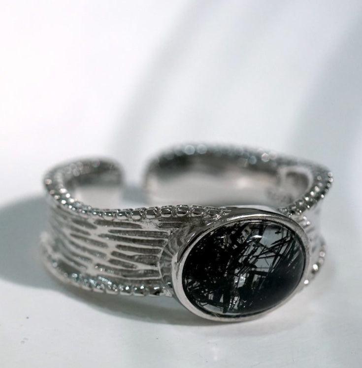 Black Rutilated Quartz Ring 005