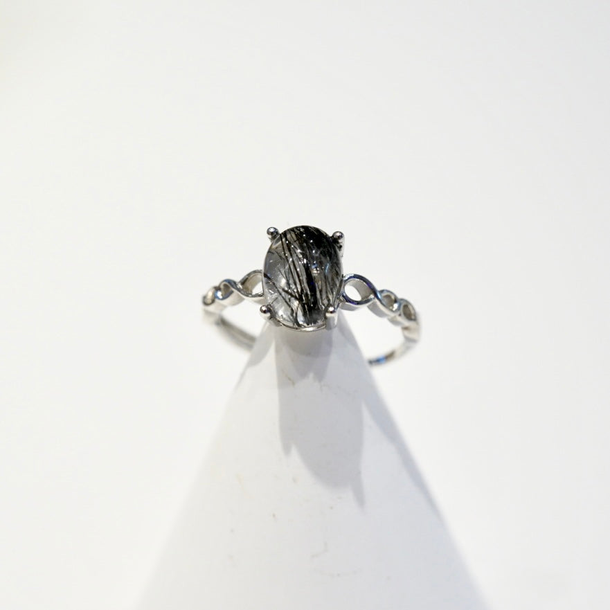 Black Rutilated Quartz Ring 007