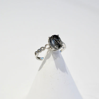 Black Rutilated Quartz Ring 007