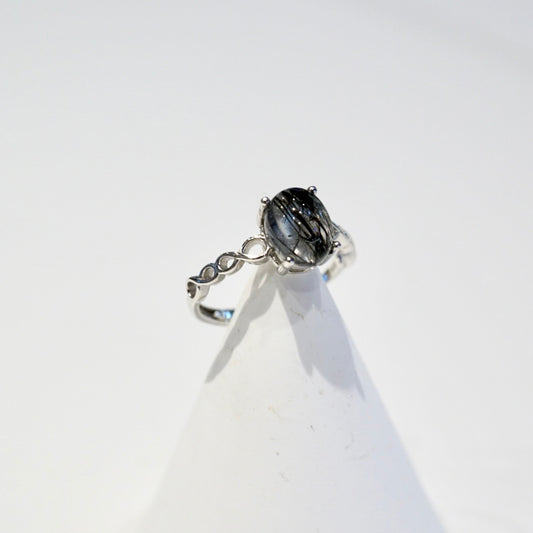 Black Rutilated Quartz Ring 007