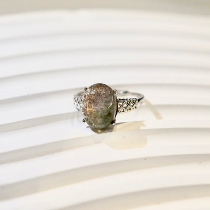 Strawberry Matcha Green Garden Quartz Ring