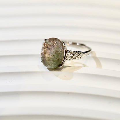 Strawberry Matcha Green Garden Quartz Ring