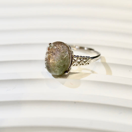 Strawberry Matcha Green Garden Quartz Ring