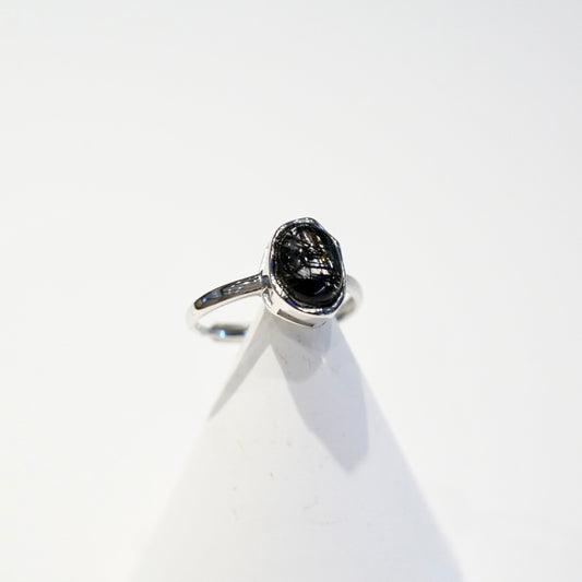 Black Rutilated Quartz Ring 008