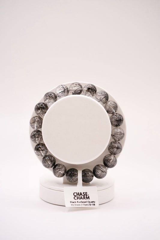 Black Rutilated Quartz Plain Bracelet
