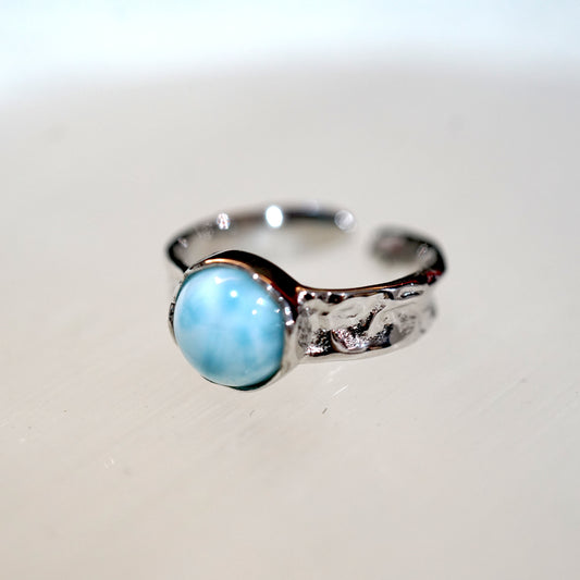 Larimar Hammered Ring