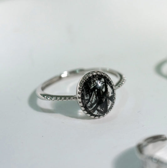 Black Rutilated Quartz Ring 003