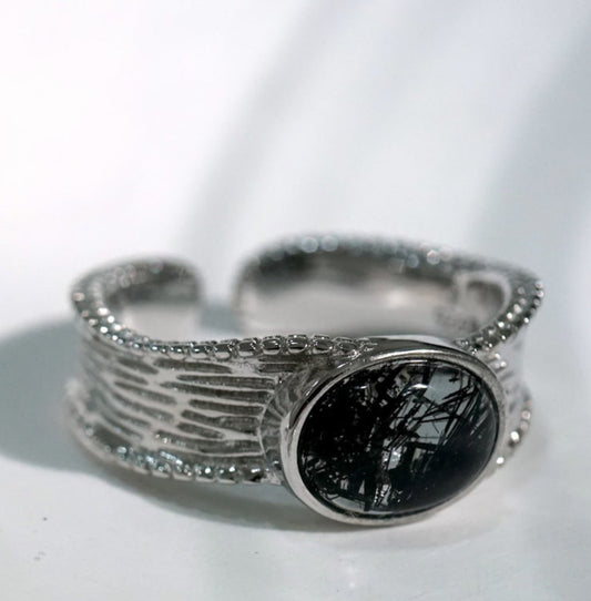 Black Rutilated Quartz Ring 005