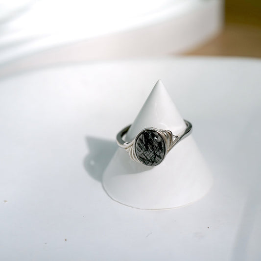 Black Rutilated Quartz Ring 001