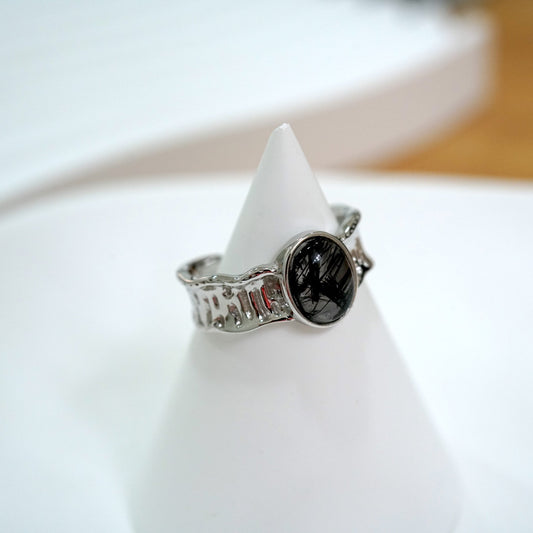 Black Rutilated Quartz Ring 004