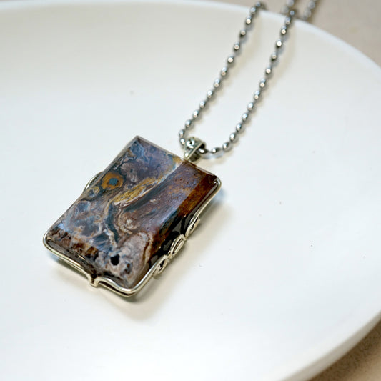 Blue Brown Pietersite Pendant Necklace