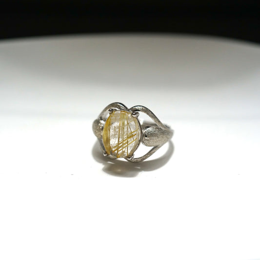 Gold Rutilated Quartz Ring 005
