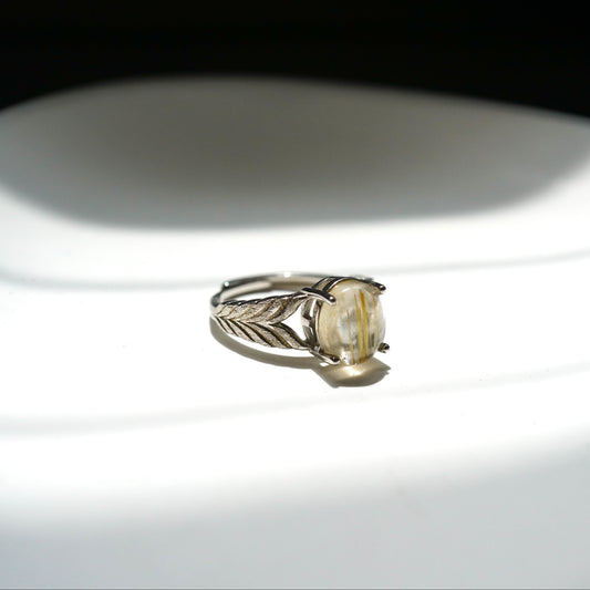 Gold Rutilated Quartz Ring 004